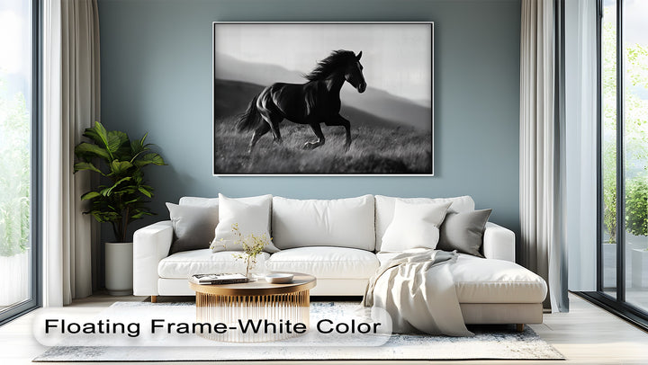 Midnight Gallop – Black Horse in Motion Canvas Print