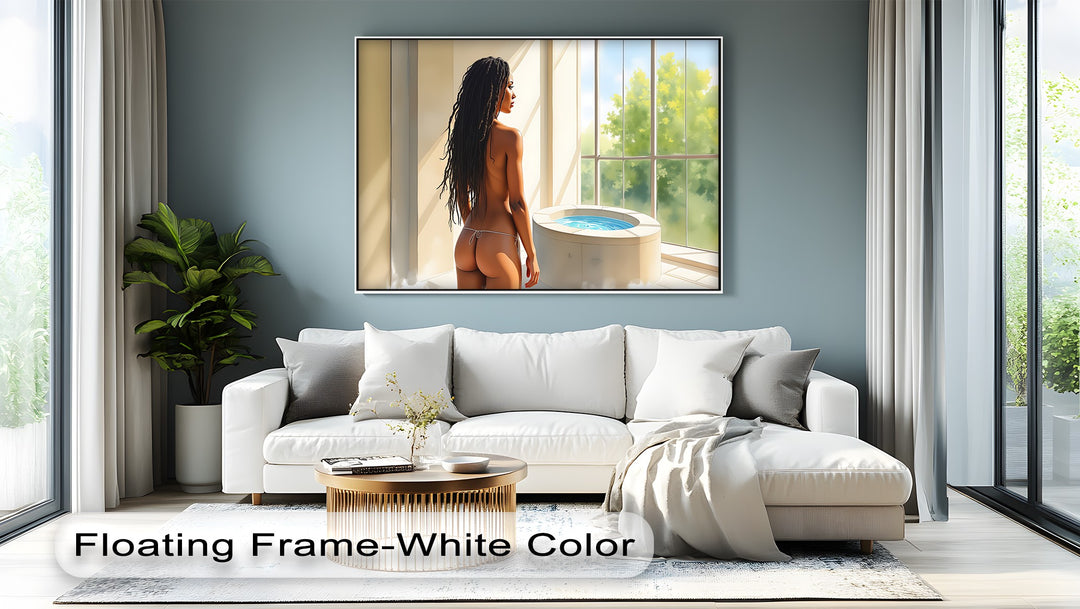 Golden Tranquility – Framed Abstract Canvas Wall Art | Vertical Bedroom Art