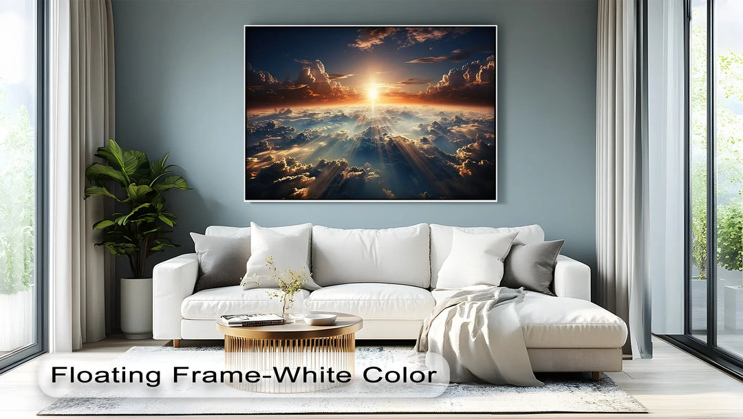 Celestial Sunrise Over the Clouds – Radiant Sky Landscape Canvas Print