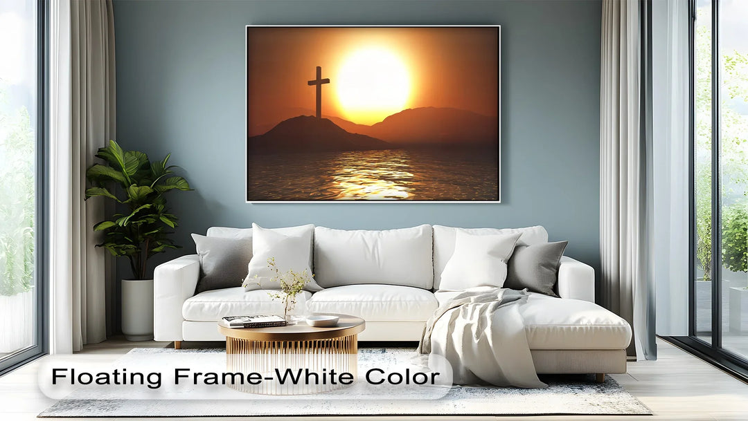 Sunset Cross on the Hill – Peaceful Christian Canvas Print
