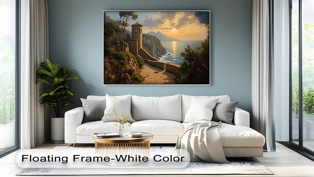 Coastal Sunset Path – Mediterranean Seaside Canvas Wall Art | Canvas Art