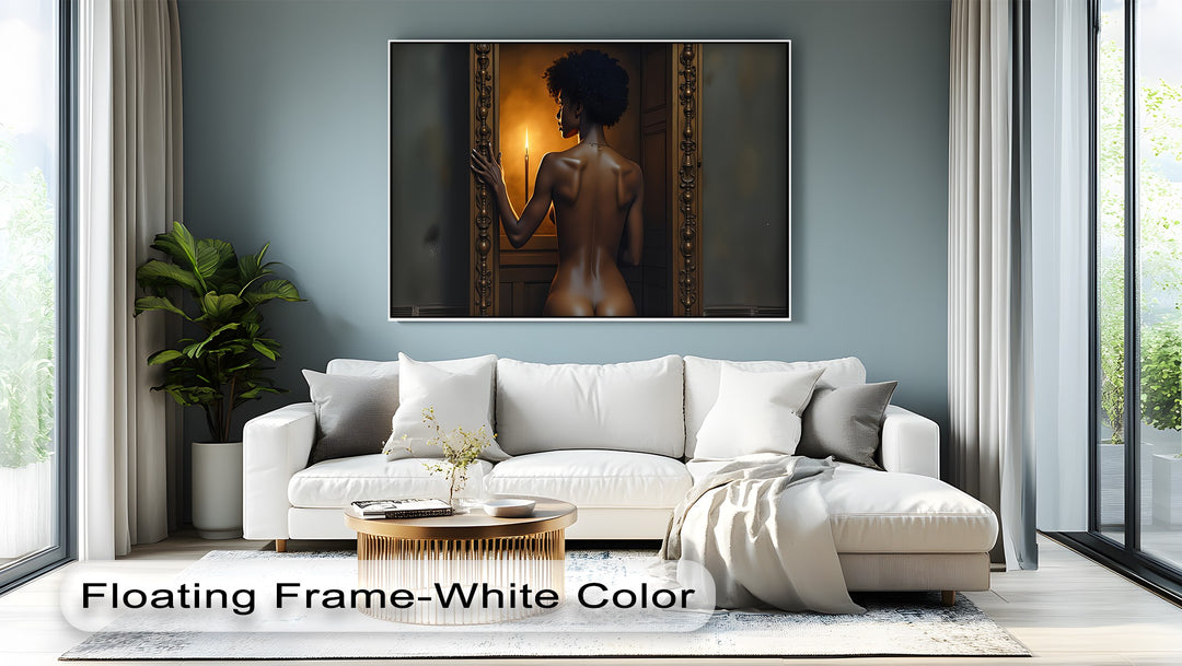 Golden Silence – Nude Woman in Candlelight Canvas Print | Bedroom Wall Art