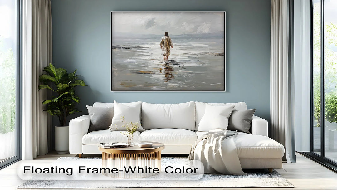 Sacred Solitude – Jesus Walking on the Shore Canvas Print - MyPhotoStation