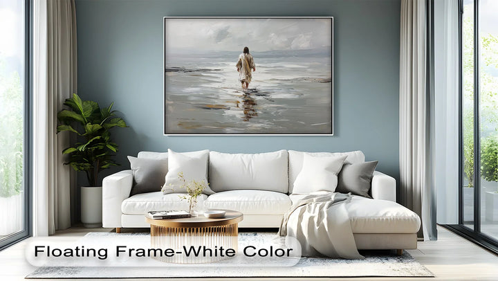 Sacred Solitude – Jesus Walking on the Shore Canvas Print - MyPhotoStation