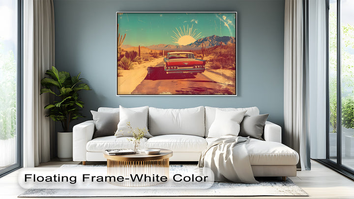 Sunset Cruise – Retro Desert Highway Canvas Print