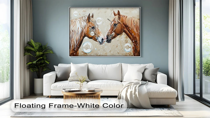 Bubble-Kissed Companions – Playful Unicorn Love Canvas Print - MyPhotoStation