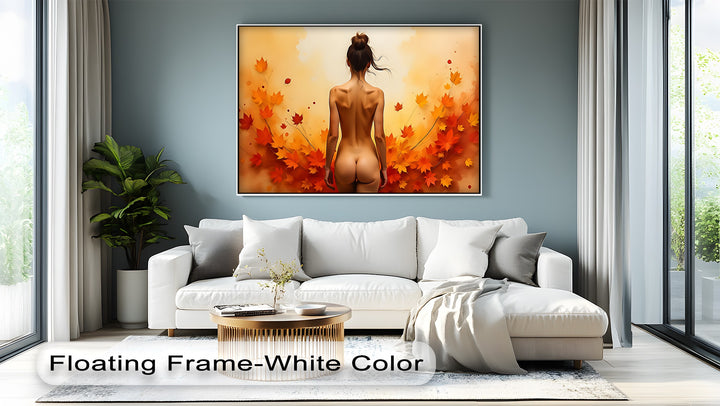 Golden Autumn Nude Back View – Erotic Canvas Wall Art | Framed Art