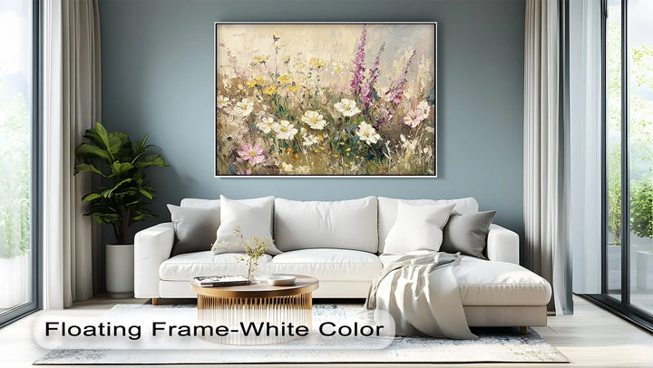 Soft Petals Symphony – Textured Wildflower Field Canvas Print - MyPhotoStation