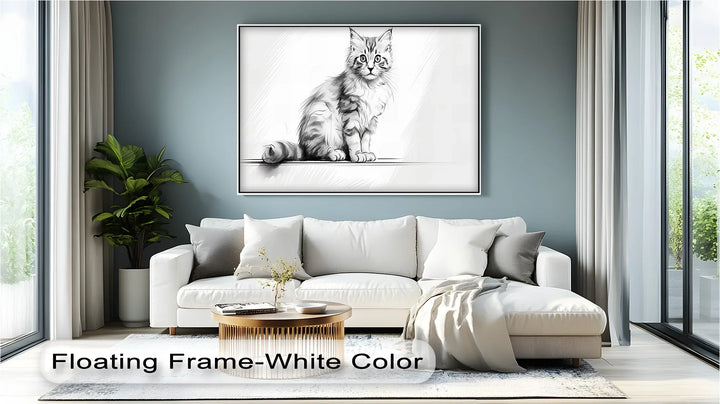 Whiskered Innocence – Fluffy Kitten Pencil Sketch Cat Canvas Print - MyPhotoStation