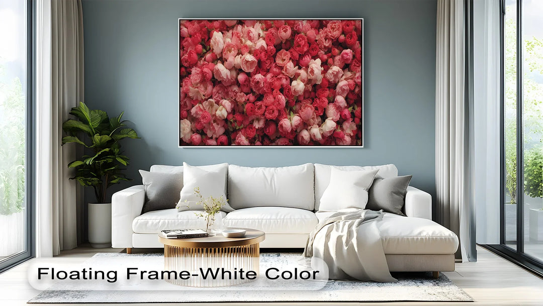 Romantic Peony Garden – Blush and Crimson Floral Canvas Print - MyPhotoStation
