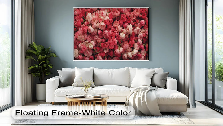 Romantic Peony Garden – Blush and Crimson Floral Canvas Print - MyPhotoStation
