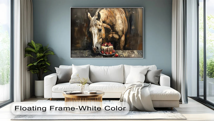 Sweet Tooth Stallion – Horse with Strawberry Cake Animal Canvas Print - MyPhotoStation