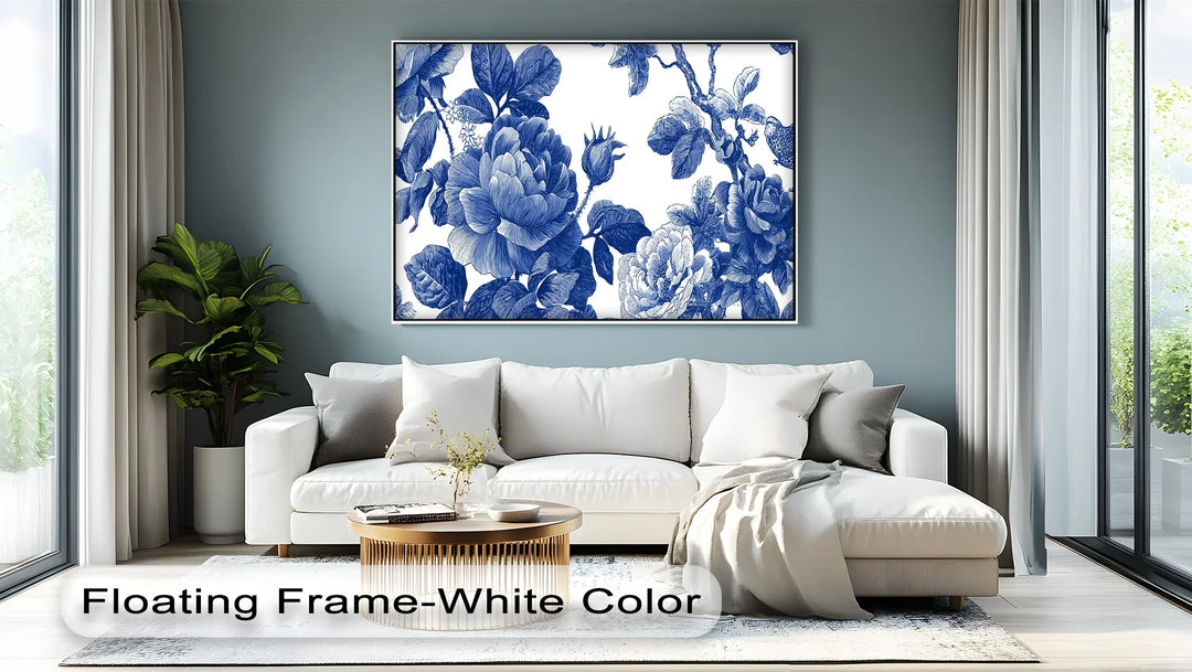Botanical Blue Rose Garden – Vintage Floral Canvas Print - MyPhotoStation
