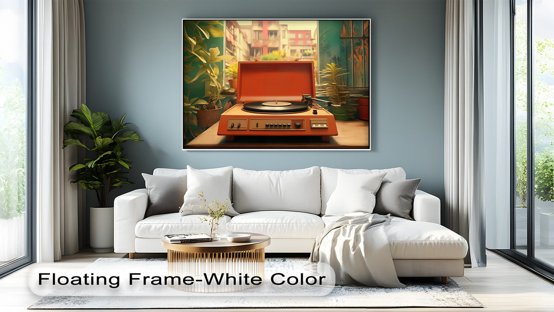 Groove in Bloom – Retro Record Player Canvas Print