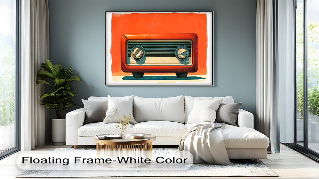 Atomic Sunset – Minimalist Orange Retro Radio Canvas Print