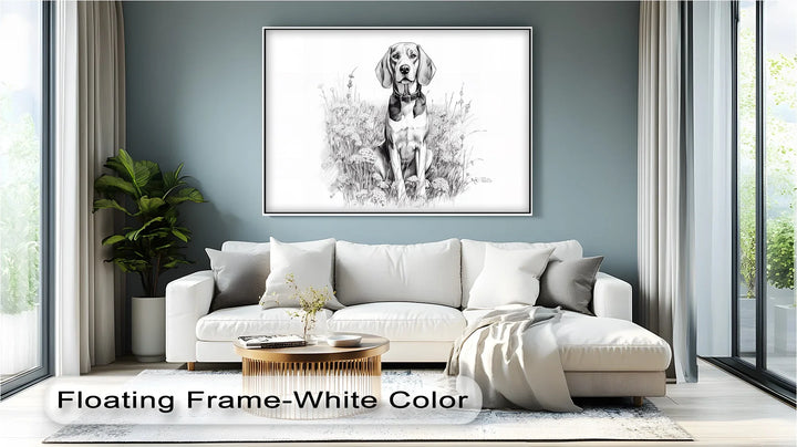 Hound Dog Among Wildflowers Pencil Drawing - Canvas Print - MyPhotoStation
