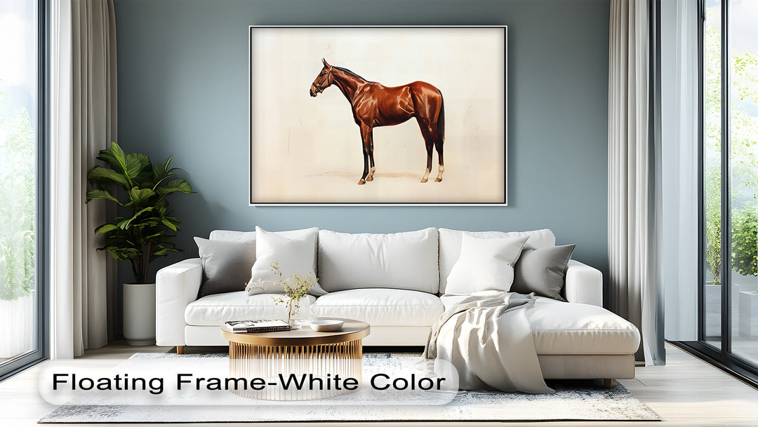 Chestnut Horse Portrait on Minimalist - Horse Canvas Print