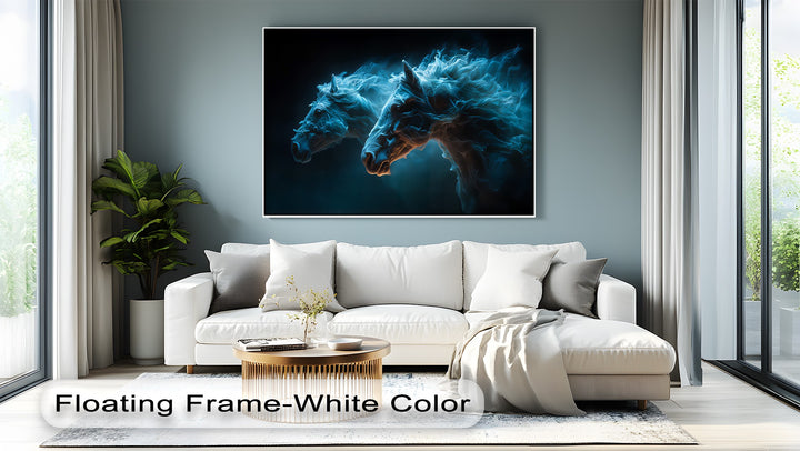 Electric Spirits – Glowing Horse Duo Abstract Canvas Print