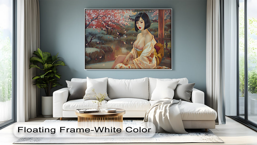 Blossom Reverie – Erotic Nude Canvas Print | Japanese Wall Art