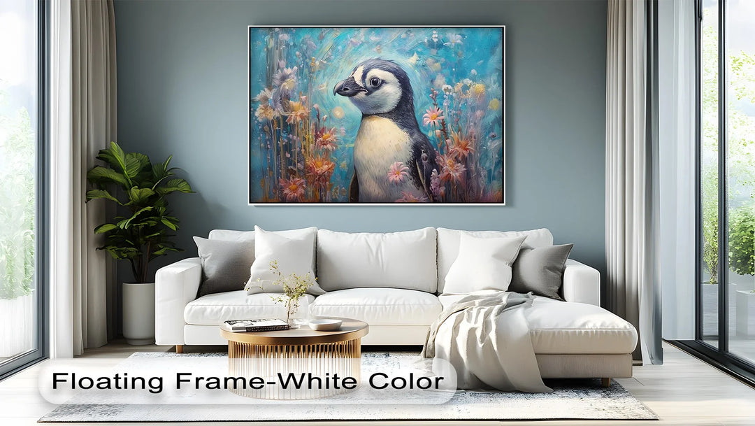 Blossom Companion – Dreamy Penguin Animal Canvas Print - MyPhotoStation