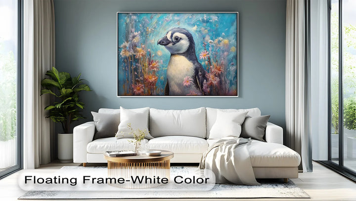 Blossom Companion – Dreamy Penguin Animal Canvas Print - MyPhotoStation