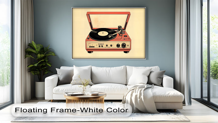 Crimson Vinyl Nostalgia – Retro Turntable Canvas Print