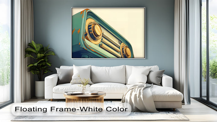 Tuned in Time – Retro Teal Radio Canvas Print