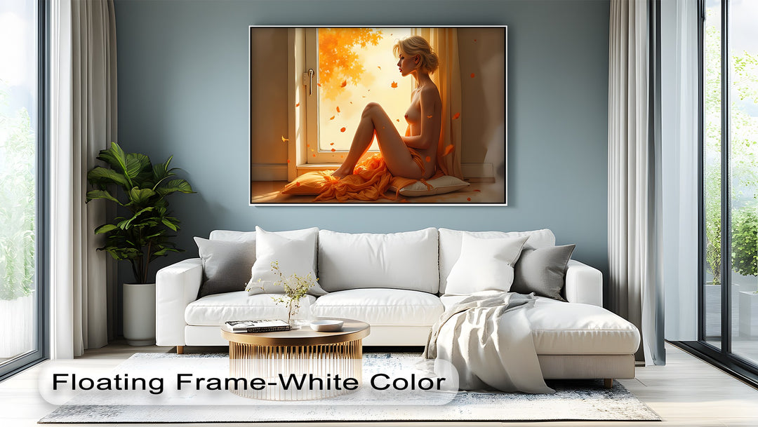 Autumn Glow – Nude Muse by the Window Erotic Canvas Print | Framed Art