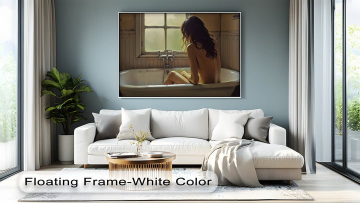 Solitude in the Rain – Erotic Bathtub Canvas Wall Art | Nude Art
