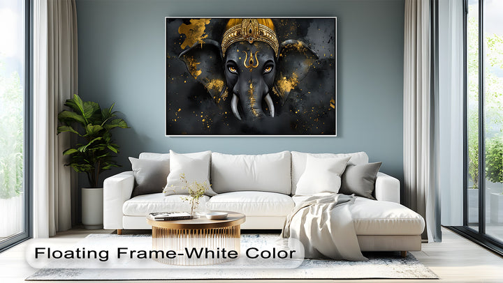 Divine Majesty – Lord Ganesha with Golden Accents Canvas Print