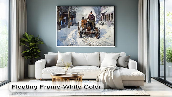 Snowbound Journey – Car Canvas Print