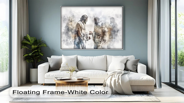 The Wounds of Faith – Jesus and Thomas Watercolor Canvas Print