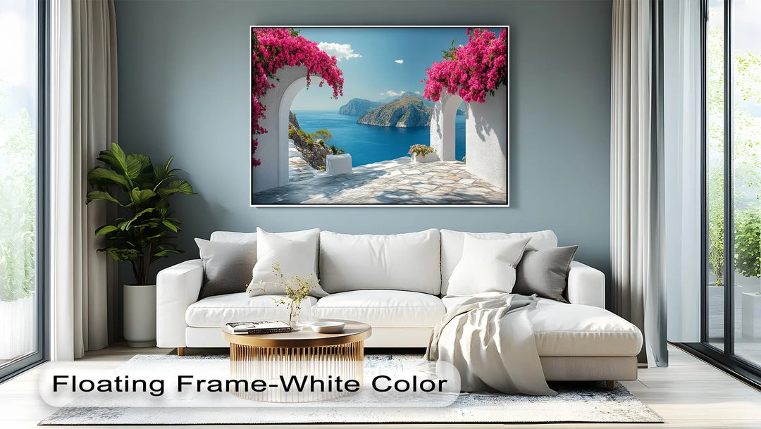 Cliffside Arches with Bougainvillea - Landscape Canvas Print