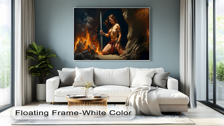 Fireborn Oath – Warrior Nude Woman Canvas Wall Art | Big Canvas