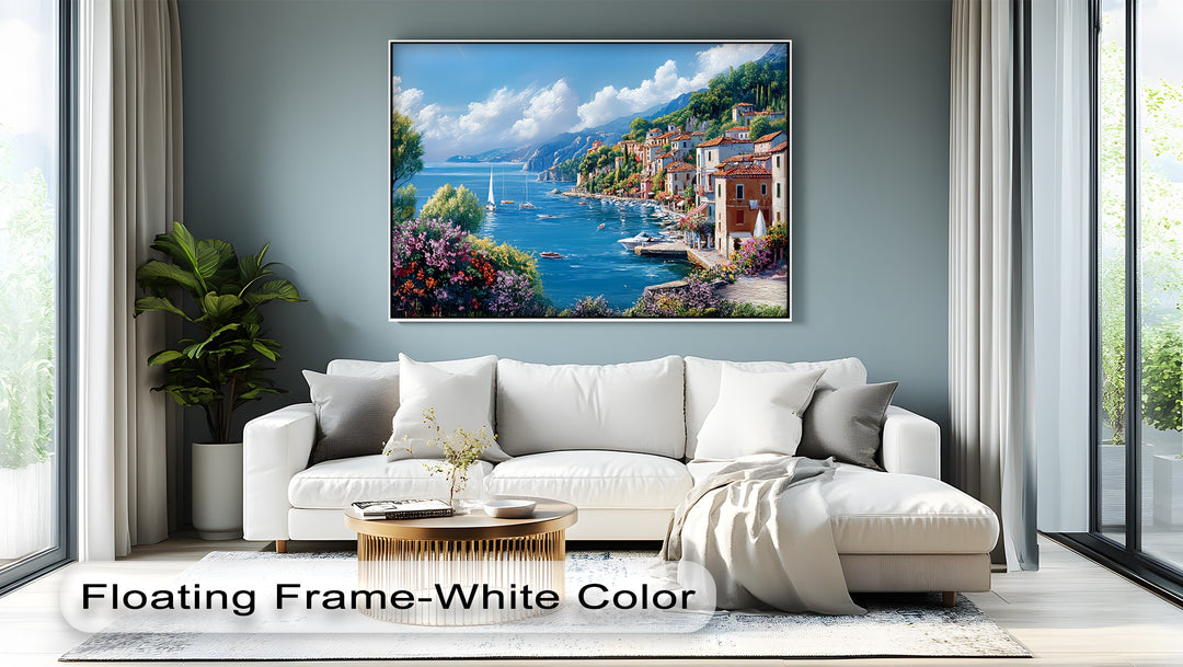 Harbor Serenity – Mediterranean Seaside Village Canvas Print