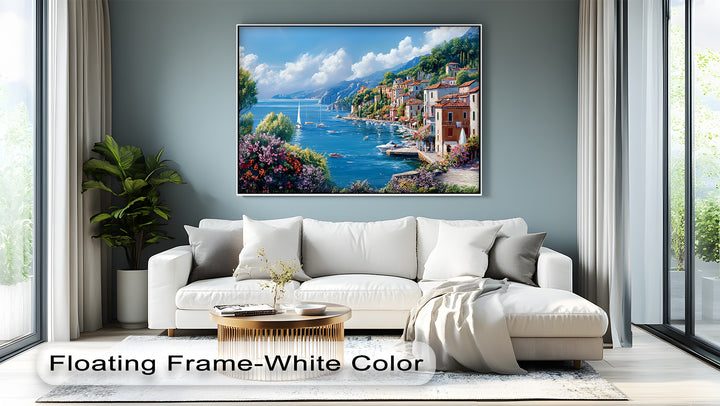 Harbor Serenity – Mediterranean Seaside Village Canvas Print