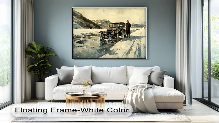 Vintage Car in Winter Mountains – Car Canvas Print