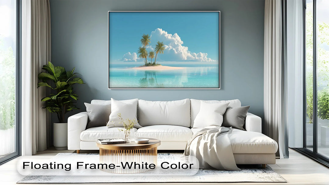 Tropical Island Paradise – Minimalist Palm Beach Canvas Print - MyPhotoStation