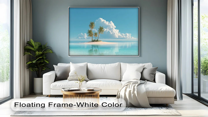 Tropical Island Paradise – Minimalist Palm Beach Canvas Print - MyPhotoStation
