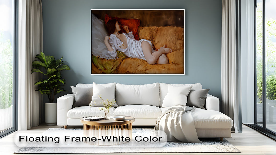Velvet Silence – Reclining Nude Canvas Print | Large Horizontal Wall Art