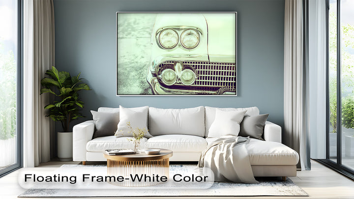 Chrome Stare – Vintage Car Headlight Close-Up Canvas Print