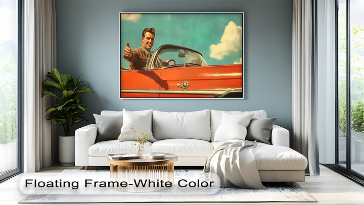 Cruise Control – Retro Convertible Thumbs-Up Canvas Print