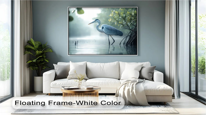 Silent Morning – Heron in the Misty Mangroves Canvas Wall Art - MyPhotoStation