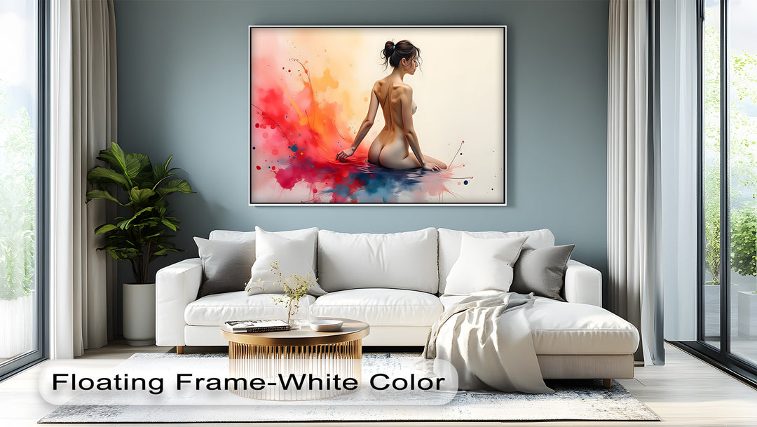 Serene Bloom – Nude Abstract Splash Canvas Wall Art | Sexy Art