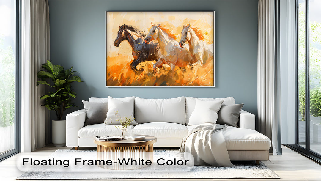 Trio of Galloping Horses in Abstract Firelight - Horse Canvas Print