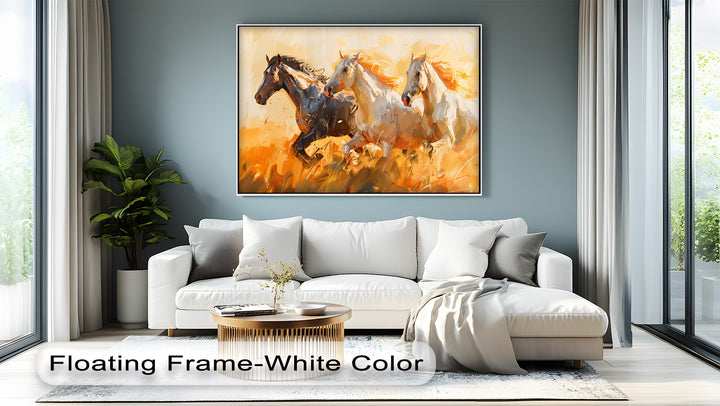 Trio of Galloping Horses in Abstract Firelight - Horse Canvas Print