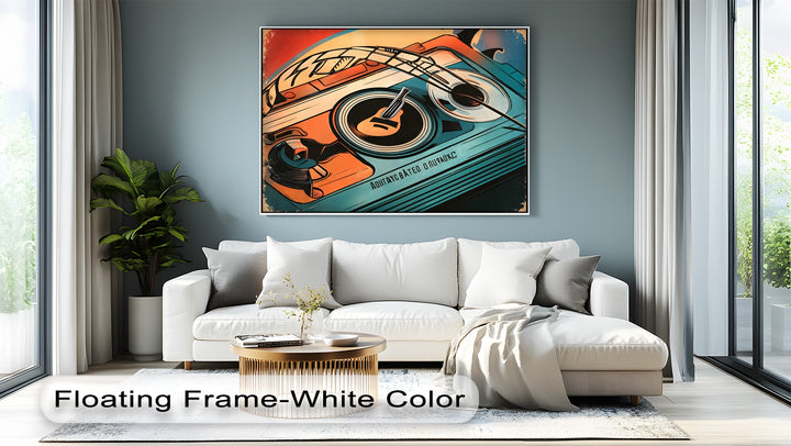 Spin & Strings – Retro Turntable with Guitar Detail Canvas Print