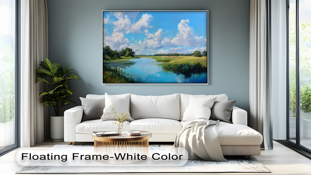 High-quality canvas art prints showcase a serene river landscape, offering texture and depth for an exceptional canvas wall art display.