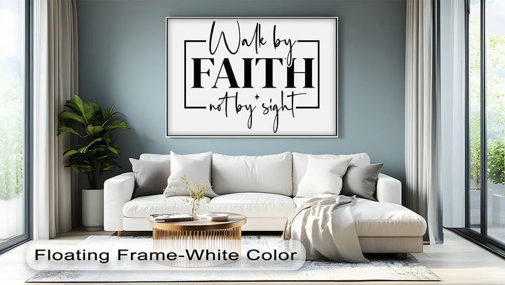 Monochrome faith-based print with stylish lettering

