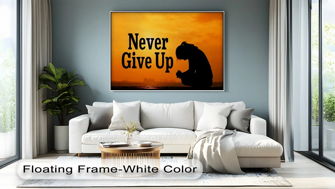 Never Give Up – Inspirational Silhouette Canvas Print